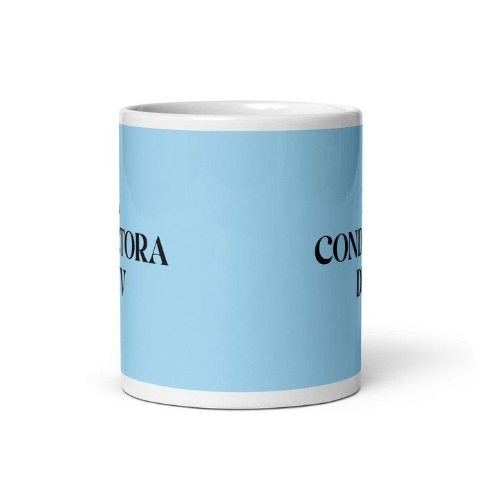 La Conductora De Tv The Tv Host Funny Home Office Work Coffee Mug Mexican Spanish Pride Gift White Glossy Cup Sky Blue Card Mug Mexicada