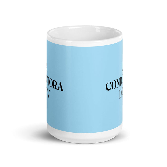 La Conductora De Tv The Tv Host Funny Home Office Work Coffee Mug Mexican Spanish Pride Gift White Glossy Cup Sky Blue Card Mug Mexicada