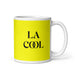 La Cool The Cool One Funny Home Office Work Coffee Mug Mexican Spanish Pride Gift White Glossy Cup Yellow Card Mug Mexicada 11 oz