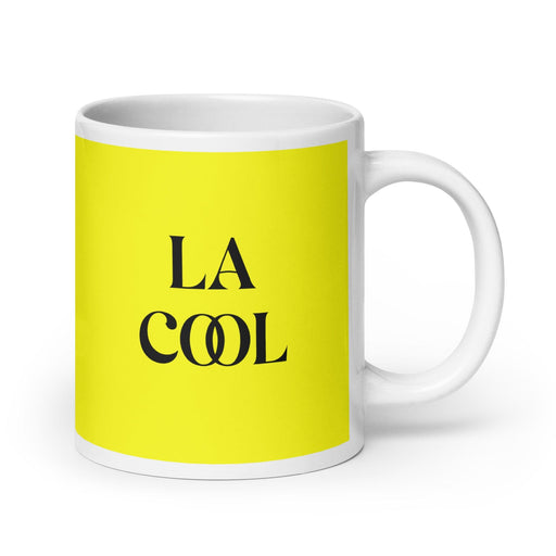 La Cool The Cool One Funny Home Office Work Coffee Mug Mexican Spanish Pride Gift White Glossy Cup Yellow Card Mug Mexicada 20 oz