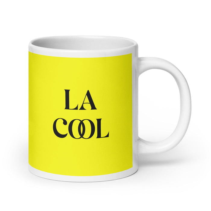 La Cool The Cool One Funny Home Office Work Coffee Mug Mexican Spanish Pride Gift White Glossy Cup Yellow Card Mug Mexicada 20 oz