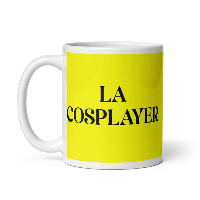 La Cosplayer The Cosplayer Funny Home Office Work Coffee Mug Mexican Spanish Pride Gift White Glossy Cup Yellow Card Mug Mexicada