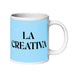 La Creativa The Creative Funny Home Office Work Coffee Mug Mexican Spanish Pride Gift White Glossy Cup Sky Blue Card Mug Mexicada 20 oz