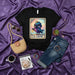 LA CROW Cute Royal Blue Crow Bird Loteria Card T-Shirt, Spooky Gothic Number 13 Tee, Unique Kawaii Animal Gaming Graphic Tee, Unisex Halloween Costume Shirt, Mexican Bingo Game Inspired Apparel Gift Mexicada