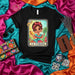 La Cubana Cute Cuban Girl Mango Palm Lotería Card Art Black Unisex T-Shirt Mexicada