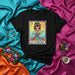 La Cubana Latina Loteria Card T-Shirt: Cuban Woman Coffee & Cigar Graphic Tee, Number 7, Colorful Folkloric Dress, Vibrant Mexican Game Art, Unisex Style Mexicada