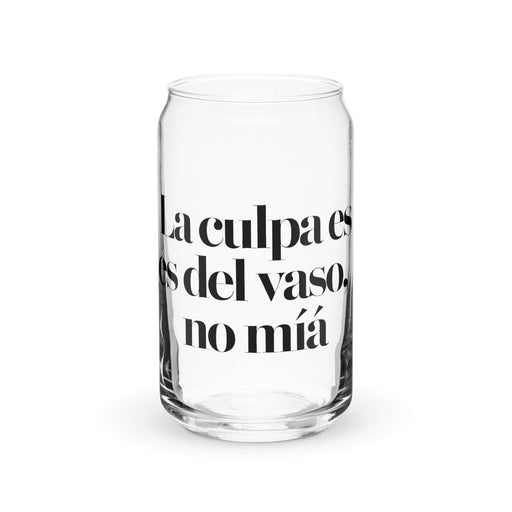 La Culpa Es Del Vaso, No Mía Exclusive Art Piece Can-Shaped Glass Home Office Work Mexican Spanish Pride Gift Cup One-Of-A-Kind Calligraphy Glass | L12 Mexicada 16 oz (No Lid No Straw)