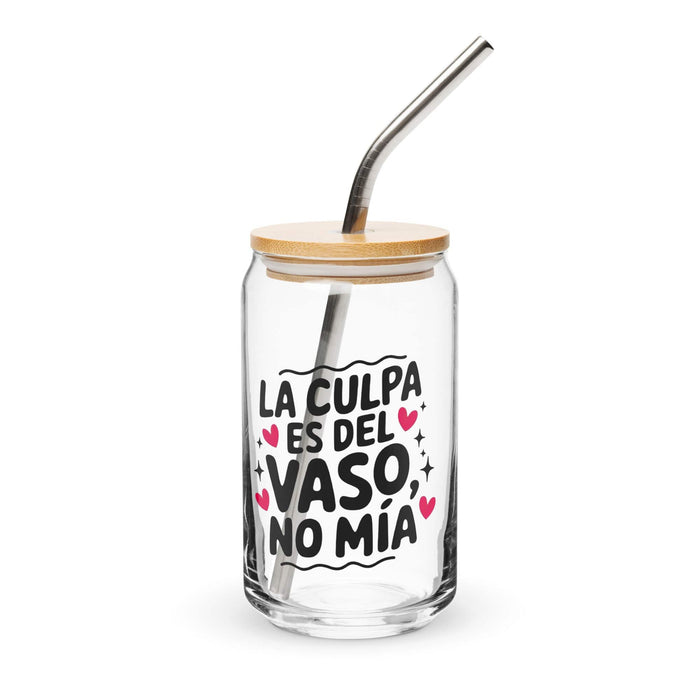 La Culpa Es Del Vaso, No Mía Exclusive Art Piece Can-Shaped Glass Home Office Work Mexican Spanish Pride Gift Cup One-Of-A-Kind Calligraphy Glass | L20 Mexicada 16 oz With Lid & Straw