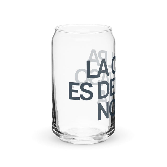 La Culpa Es Del Vaso, No Mía Exclusive Art Piece Can-Shaped Glass Home Office Work Mexican Spanish Pride Gift Cup One-Of-A-Kind Calligraphy Glass | L4 Mexicada