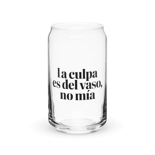 La Culpa Es Del Vaso, No Mía Exclusive Art Piece Can-Shaped Glass Home Office Work Mexican Spanish Pride Gift Cup One-Of-A-Kind Calligraphy Glass | L5 Mexicada 16 oz (No Lid No Straw)