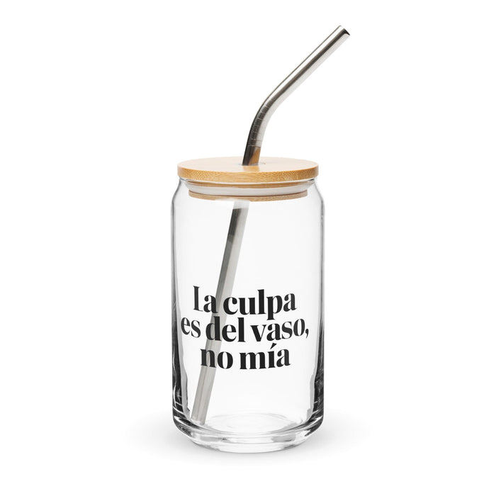 La Culpa Es Del Vaso, No Mía Exclusive Art Piece Can-Shaped Glass Home Office Work Mexican Spanish Pride Gift Cup One-Of-A-Kind Calligraphy Glass | L5 Mexicada 16 oz With Lid & Straw