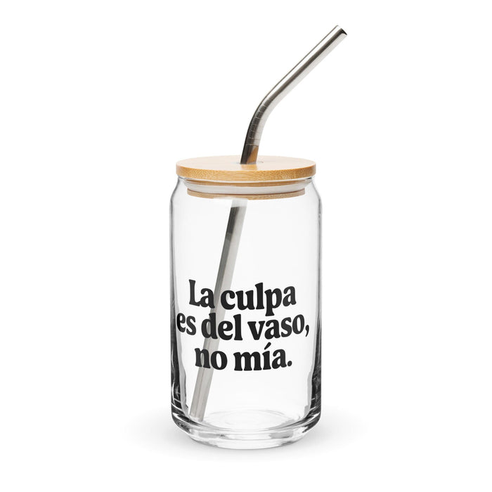 La Culpa Es Del Vaso, No Mía Exclusive Art Piece Can-Shaped Glass Home Office Work Mexican Spanish Pride Gift Cup One-Of-A-Kind Calligraphy Glass | L7 Mexicada 16 oz With Lid & Straw