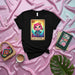 LA CUTRE Loteria Card T-Shirt, Cute Cartoon Character Tee, Black Unisex Graphic Shirt, Mexican Bingo Card Style Art Top, Number 13 Design Apparel Mexicada