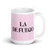 La De Fuego The Fire Sign Funny Home Office Work Coffee Mug Mexican Spanish Pride Gift White Glossy Cup Light Pink Card Mug Mexicada 15 oz