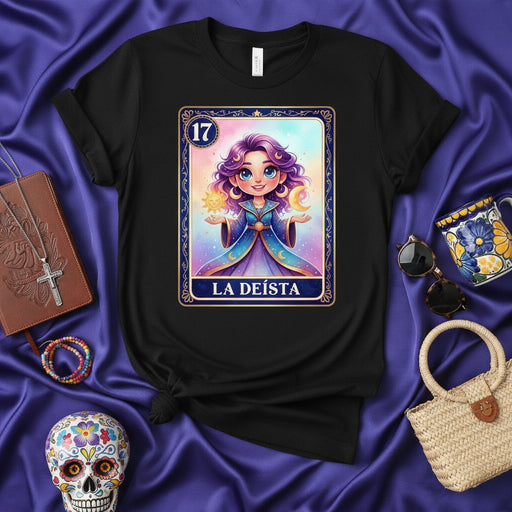 LA DEÍSTA Loteria Card T-Shirt, The Goddess Mystical Celestial Sun Moon Design, Magical Aesthetic Tee, Cute Spirituality Witchy Merch, Unisex Gift Mexicada