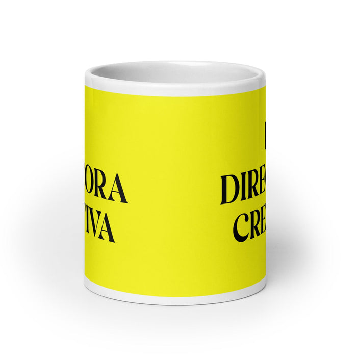 La Directora Creativa The Creative Director Funny Home Office Work Coffee Mug Mexican Spanish Pride Gift White Glossy Cup Yellow Card Mug Mexicada