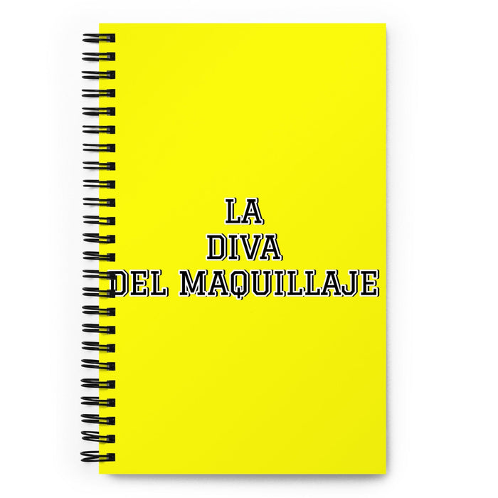 La Diva Del Maquillaje The Makeup Diva | Yellow Spiral Notebook, 140 Dotted Sheets | Funny Gift Idea Home Office Work | Mexican Spanish Pride Gift Mexicada