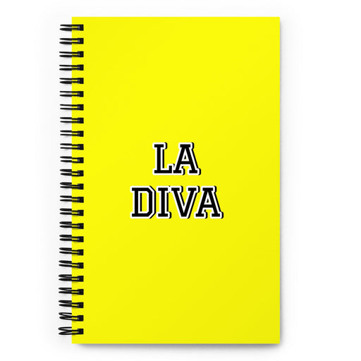 La Diva The Diva | Yellow Spiral Notebook, 140 Dotted Sheets | Funny Gift Idea Home Office Work | Mexican Spanish Pride Gift Mexicada