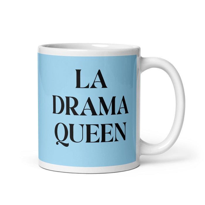 La Drama Queen The Drama Queen / The Drama King Funny Home Office Work Coffee Mug Mexican Spanish Pride Gift White Glossy Cup Sky Blue Card Mug Mexicada 11 oz