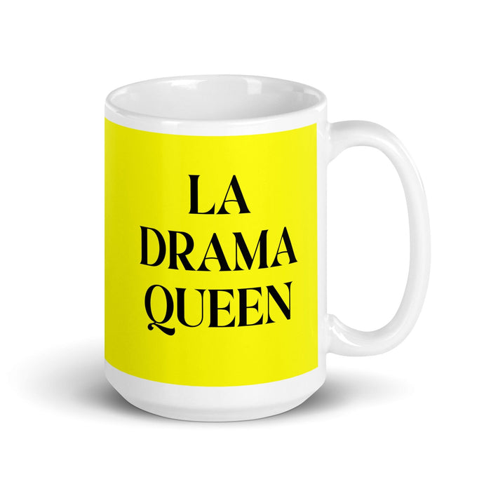 La Drama Queen The Drama Queen / The Drama King Funny Home Office Work Coffee Mug Mexican Spanish Pride Gift White Glossy Cup Yellow Card Mug Mexicada 15 oz