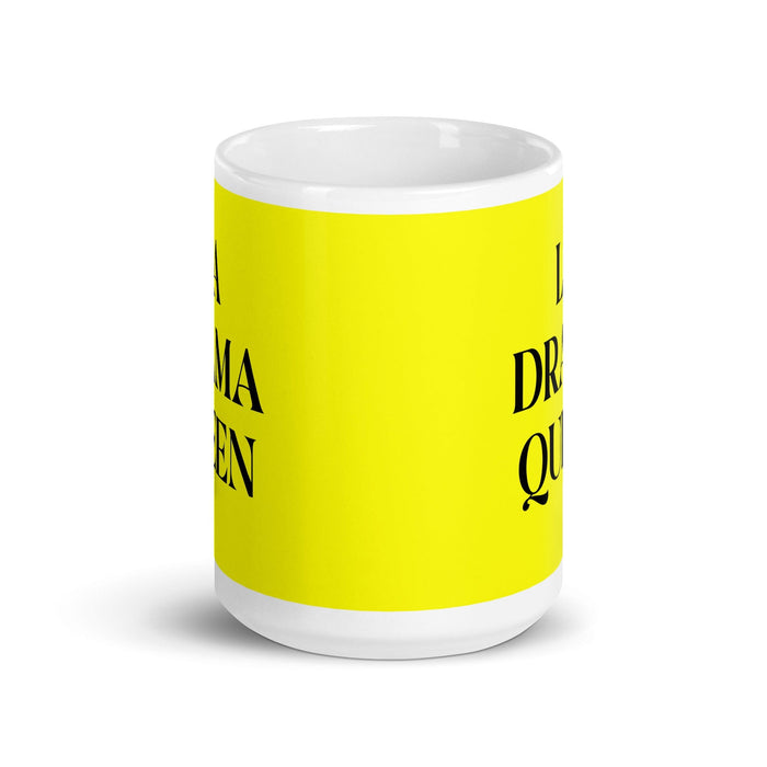 La Drama Queen The Drama Queen / The Drama King Funny Home Office Work Coffee Mug Mexican Spanish Pride Gift White Glossy Cup Yellow Card Mug Mexicada