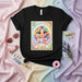 La Dulce Cute Mexican Loteria Card Graphic Tee | Rainbow Hair Girl with Cupcake and Lollipop Unisex T-Shirt | Funny Latina Candy Lover Gift Top Mexicada