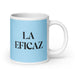 La Eficaz The Effective One Funny Home Office Work Coffee Mug Mexican Spanish Pride Gift White Glossy Cup Sky Blue Card Mug Mexicada 20 oz