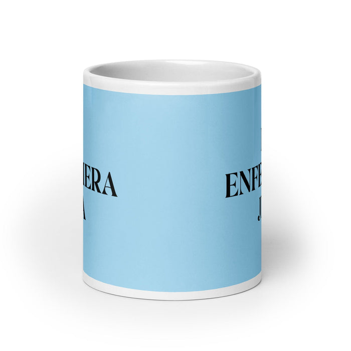 La Enfermera Jefa The Head Nurse Funny Home Office Work Coffee Mug Mexican Spanish Pride Gift White Glossy Cup Sky Blue Card Mug Mexicada