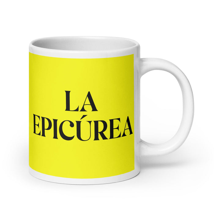 La Epicúrea The Epicurean Funny Home Office Work Coffee Mug Mexican Spanish Pride Gift White Glossy Cup Yellow Card Mug Mexicada 20 oz