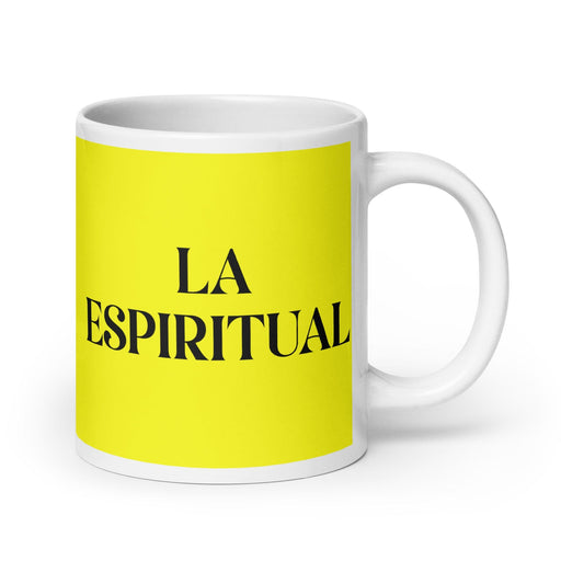 La Espiritual The Spiritual One Funny Home Office Work Coffee Mug Mexican Spanish Pride Gift White Glossy Cup Yellow Card Mug Mexicada 20 oz