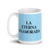 La Eterna Enamorada The Eternal Lover Funny Home Office Work Coffee Mug Mexican Spanish Pride Gift White Glossy Cup Sky Blue Card Mug Mexicada