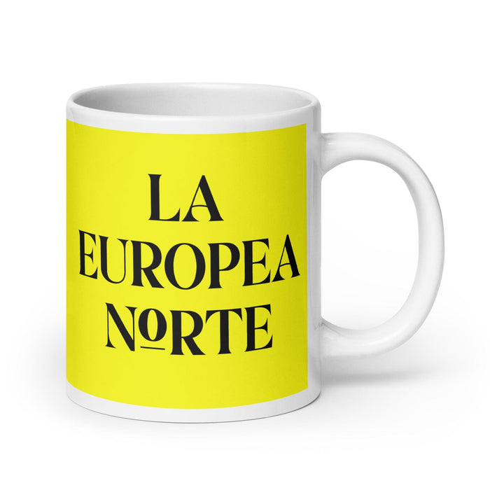 La Europea Norte The Northern European Funny Home Office Work Coffee Mug Mexican Spanish Pride Gift White Glossy Cup Yellow Card Mug Mexicada 20 oz