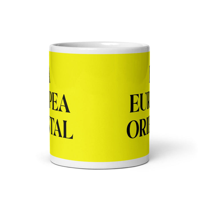 La Europea Oriental The Eastern European Funny Home Office Work Coffee Mug Mexican Spanish Pride Gift White Glossy Cup Yellow Card Mug Mexicada