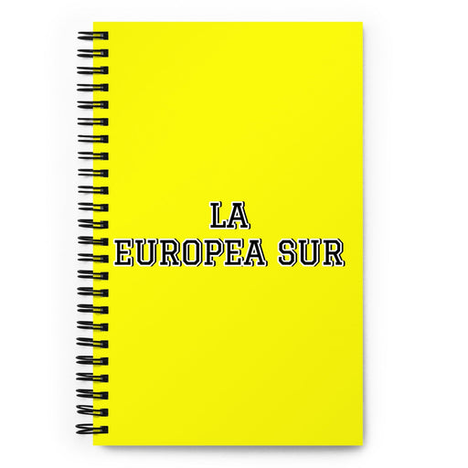 La Europea Sur The Southern European | Yellow Spiral Notebook, 140 Dotted Sheets | Funny Gift Idea Home Office Work | Mexican Spanish Pride Gift Mexicada