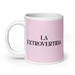 La Extrovertida The Extrovert Funny Home Office Work Coffee Mug Mexican Spanish Pride Gift White Glossy Cup Light Pink Card Mug Mexicada