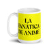 La Fanática De Anime The Anime Fan Funny Home Office Work Coffee Mug Mexican Spanish Pride Gift White Glossy Cup Yellow Card Mug Mexicada