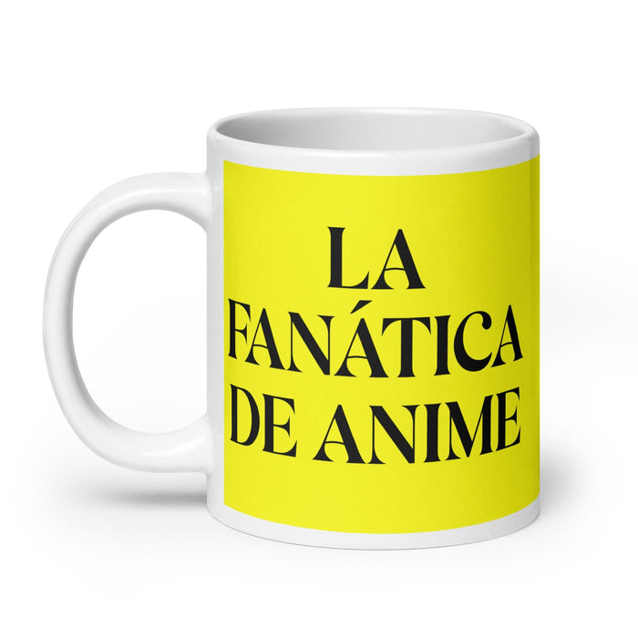 La Fanática De Anime The Anime Fan Funny Home Office Work Coffee Mug Mexican Spanish Pride Gift White Glossy Cup Yellow Card Mug Mexicada