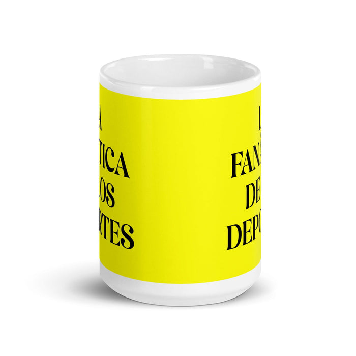 La Fanática De Los Deportes The Sports Fan Funny Home Office Work Coffee Mug Mexican Spanish Pride Gift White Glossy Cup Yellow Card Mug Mexicada