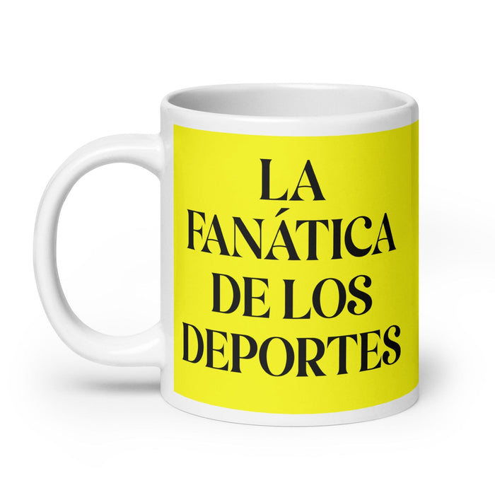 La Fanática De Los Deportes The Sports Fan Funny Home Office Work Coffee Mug Mexican Spanish Pride Gift White Glossy Cup Yellow Card Mug Mexicada