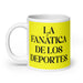 La Fanática De Los Deportes The Sports Fan Funny Home Office Work Coffee Mug Mexican Spanish Pride Gift White Glossy Cup Yellow Card Mug Mexicada