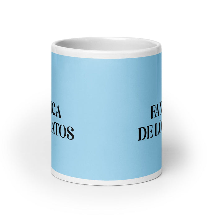 La Fanática De Los Gatos The Cat Lover Funny Home Office Work Coffee Mug Mexican Spanish Pride Gift White Glossy Cup Sky Blue Card Mug Mexicada