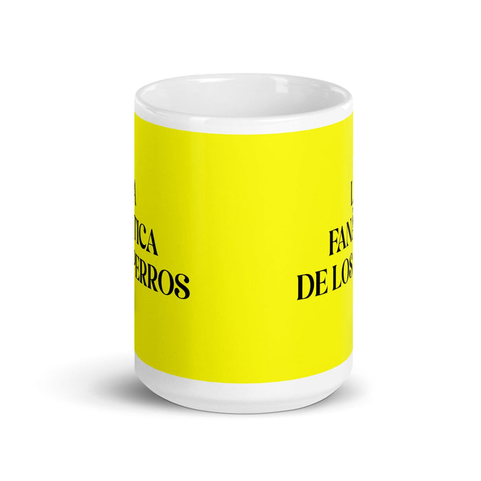 La Fanática De Los Perros The Dog Lover Funny Home Office Work Coffee Mug Mexican Spanish Pride Gift White Glossy Cup Yellow Card Mug Mexicada