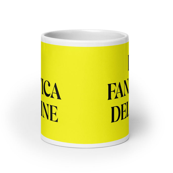 La Fanática Del Cine The Movie Buff Funny Home Office Work Coffee Mug Mexican Spanish Pride Gift White Glossy Cup Yellow Card Mug Mexicada