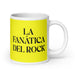 La Fanática Del Rock The Rock Music Lover Funny Home Office Work Coffee Mug Mexican Spanish Pride Gift White Glossy Cup Yellow Card Mug Mexicada 20 oz