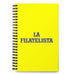 La Filatelista The Stamp Collector | Yellow Spiral Notebook, 140 Dotted Sheets | Funny Gift Idea Home Office Work | Mexican Spanish Pride Gift Mexicada