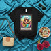 LA FOODIE Mexican Loteria Card T-Shirt, Female Chef with Taco and Palm Trees Graphic Tee, Unisex Lotería Style Design Shirt for Food Lovers Mexicada