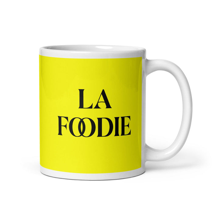 La Foodie The Foodie Funny Home Office Work Coffee Mug Mexican Spanish Pride Gift White Glossy Cup Yellow Card Mug Mexicada 11 oz