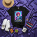 LA GAMER Lotería Card T-Shirt: Pink-Haired Anime Girl Gaming Graphic Tee, Unisex Black Shirt, Unique Mexican Bingo Style Gamer Gift Mexicada