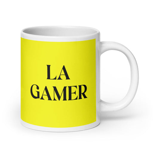 La Gamer The Gamer Funny Home Office Work Coffee Mug Mexican Spanish Pride Gift White Glossy Cup Yellow Card Mug Mexicada 20 oz