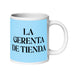 La Gerenta De Tienda The Store Manager Funny Home Office Work Coffee Mug Mexican Spanish Pride Gift White Glossy Cup Sky Blue Card Mug Mexicada 20 oz